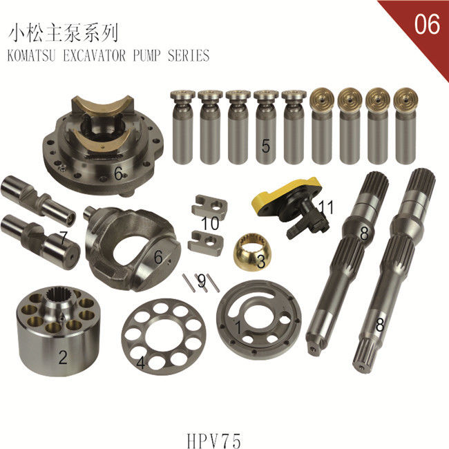 ชิ้นส่วนไฮดรอลิกของรถขุดปั๊มหลักเหมาะสำหรับ Komatsu Hydraulic Swash Plate PC60-7 HPV75